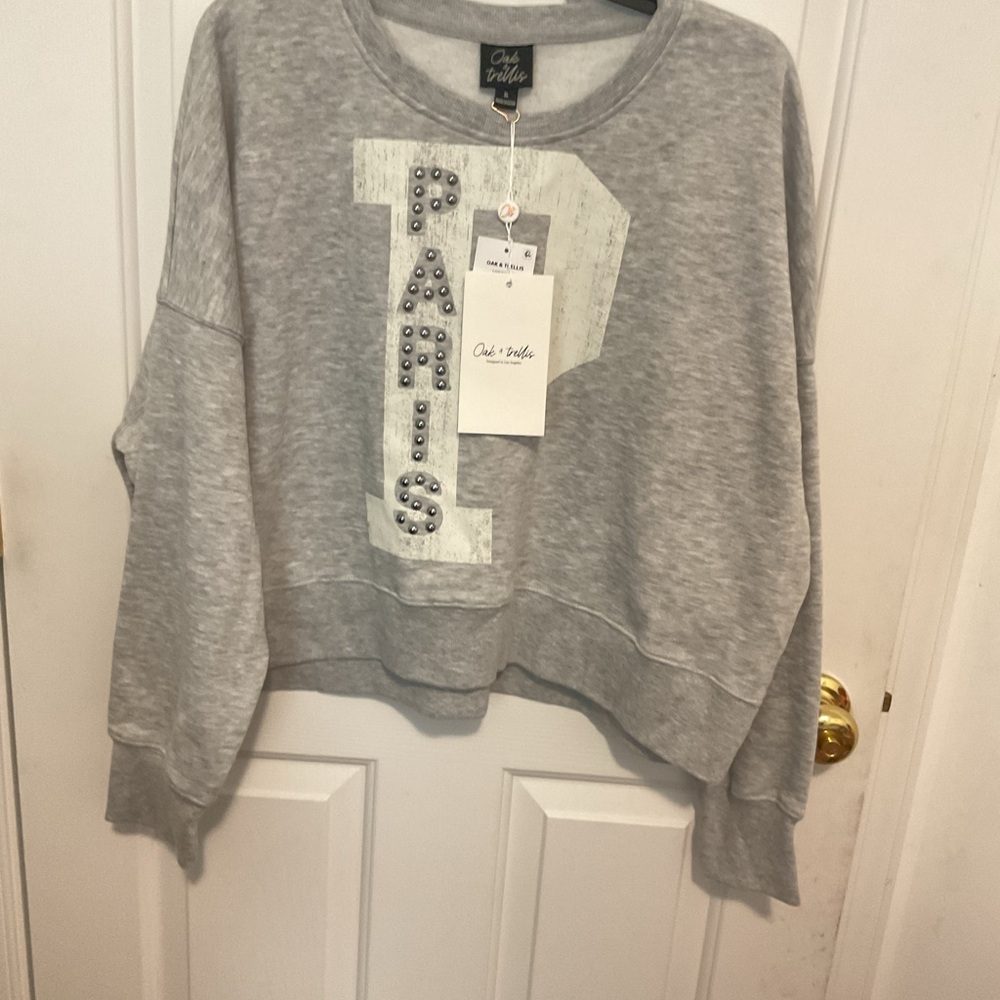 Chic Wishes Gray Paris Sweatshirt